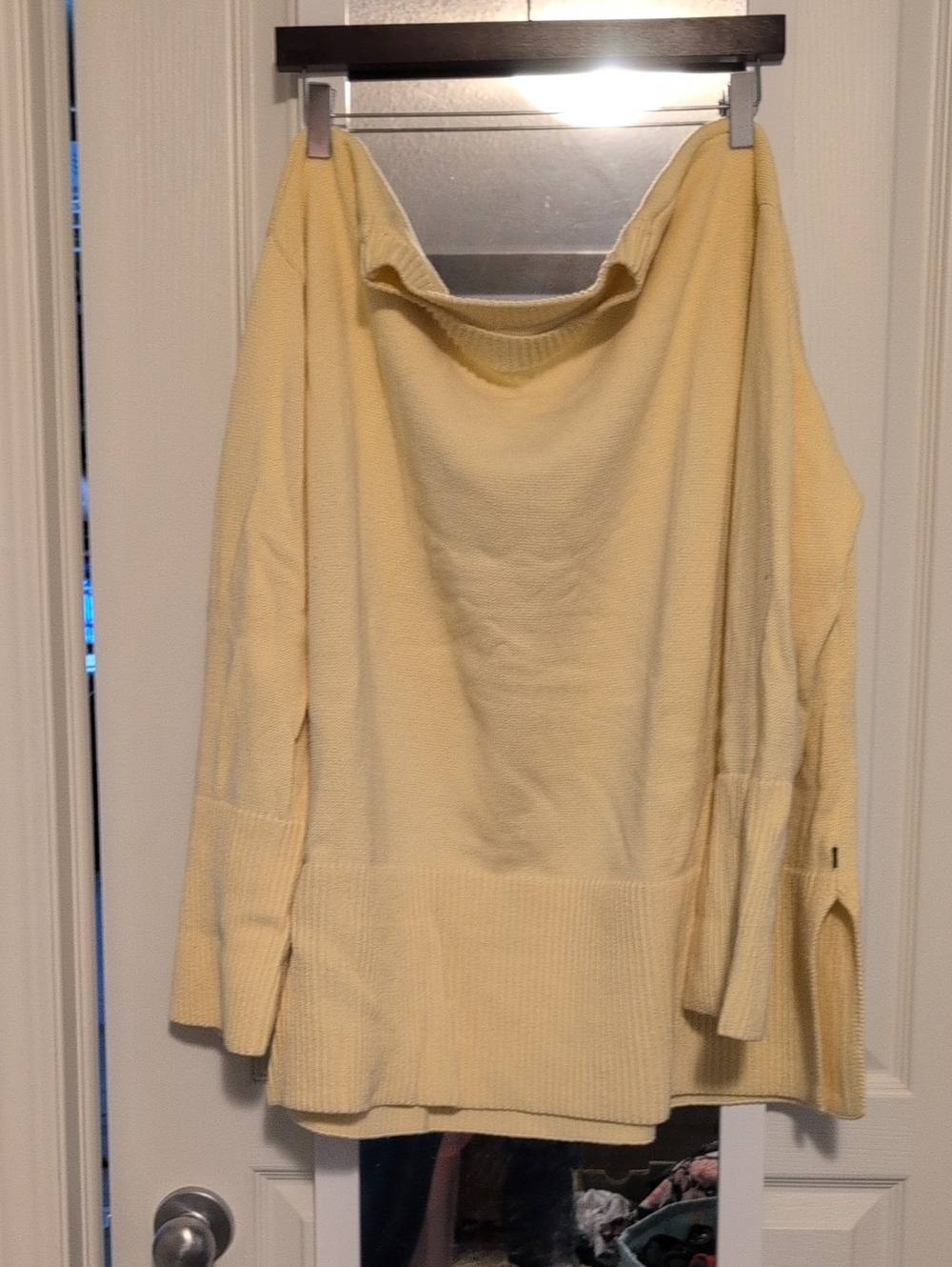 GAP Pale Yellow Off-the-Shoulder Knit Sweater